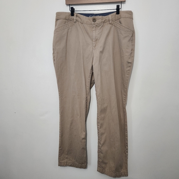 0Eddie Bauer Women’s 18P Petite Khaki Pants Straight Leg Casual Chinos Beige - Picture 1 of 7